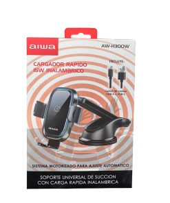 Soporte De Auto Cargador Inalambrico 15w Aiwa Aw-h300w Negro