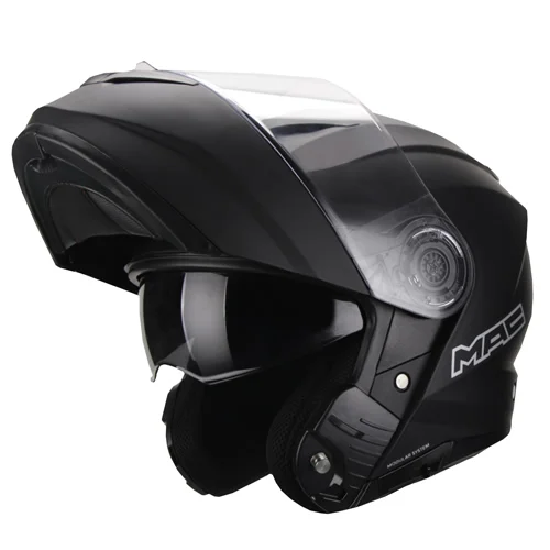 CASCO MAC ROCK NEGRO MATE REBATIBLE. ENVIO GRATIS. 3 CUOTAS SIN INTERES. - Imagen 2